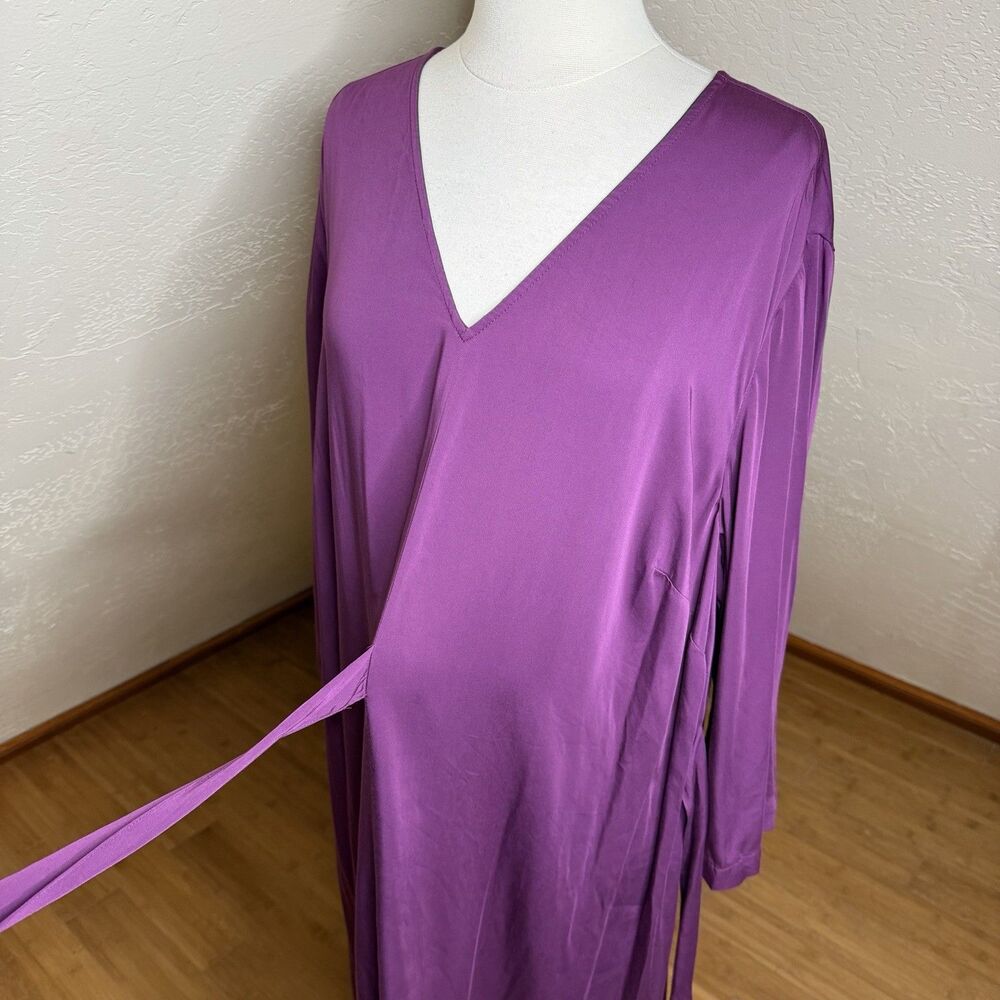 J. Jill Pure Jill Purple Side Tie Waist Dress Plus Size 2X Midi V-Neck Comfy - Picture 7 of 10
